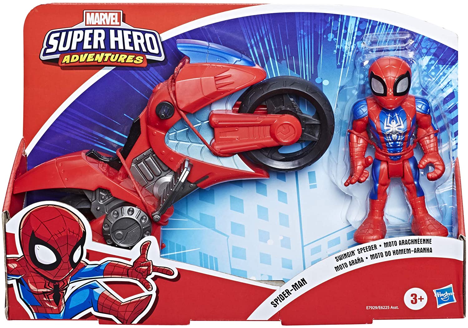MARVEL F7929 SUPERHERO ADVENTURES SPIDERMAN SWINGIN SPEEDER MOTORBIKE