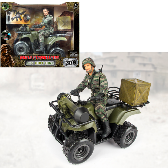 WORLD PEACEKEEPERS 90025 LARGE SOLDIER FIGURE ON A QUAD BIKE