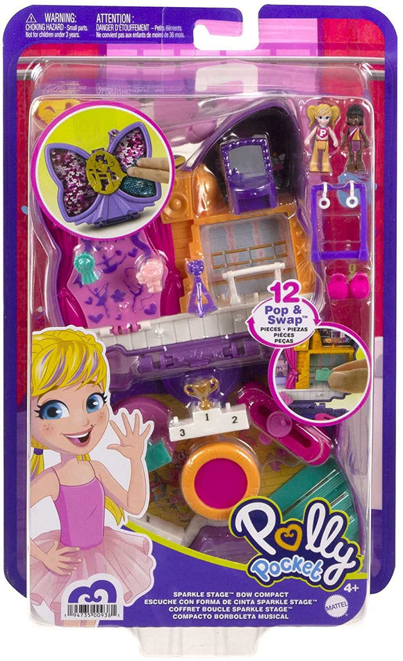 POLLY POCKET HCG17 SPARKLE STAGE BOW COMPACT PLAYSET