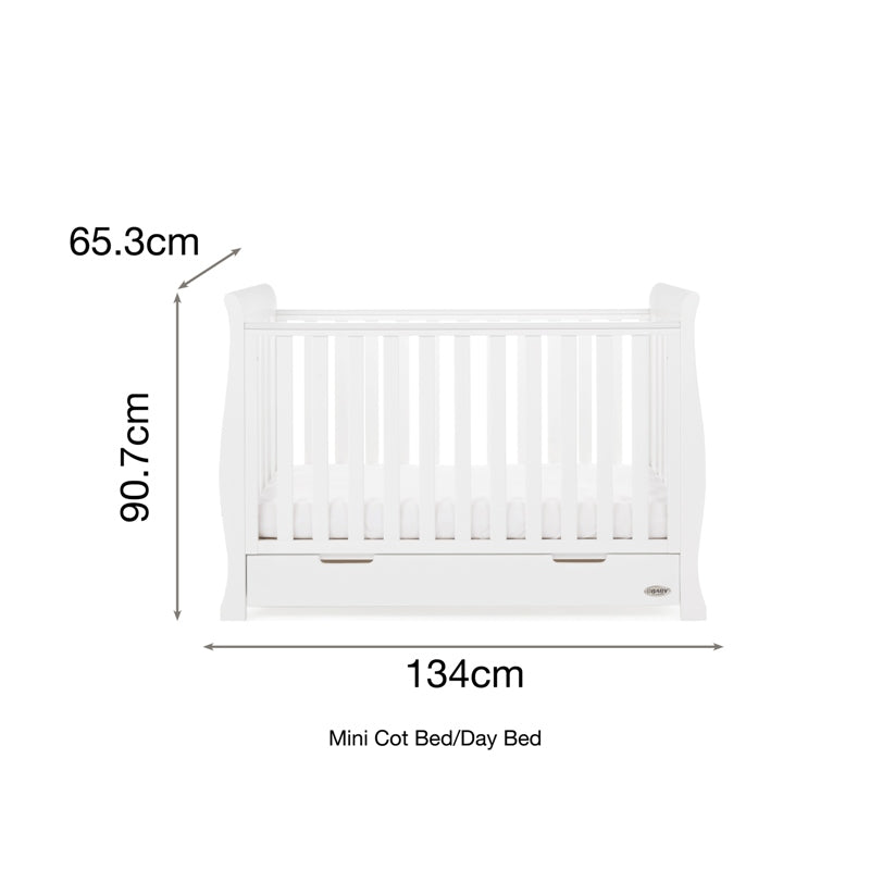 OBaby Stamford Mini Cot Bed with Drawer White