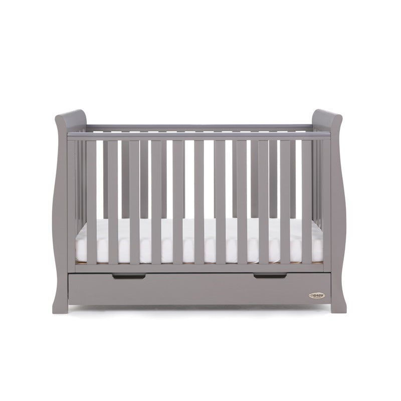 OBaby Stamford Mini Cot Bed with Drawer Taupe Grey