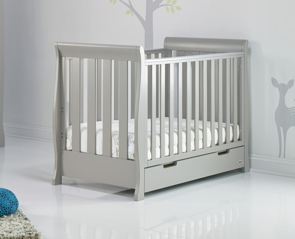 OBaby Stamford Mini Cot Bed with Drawer Warm Grey