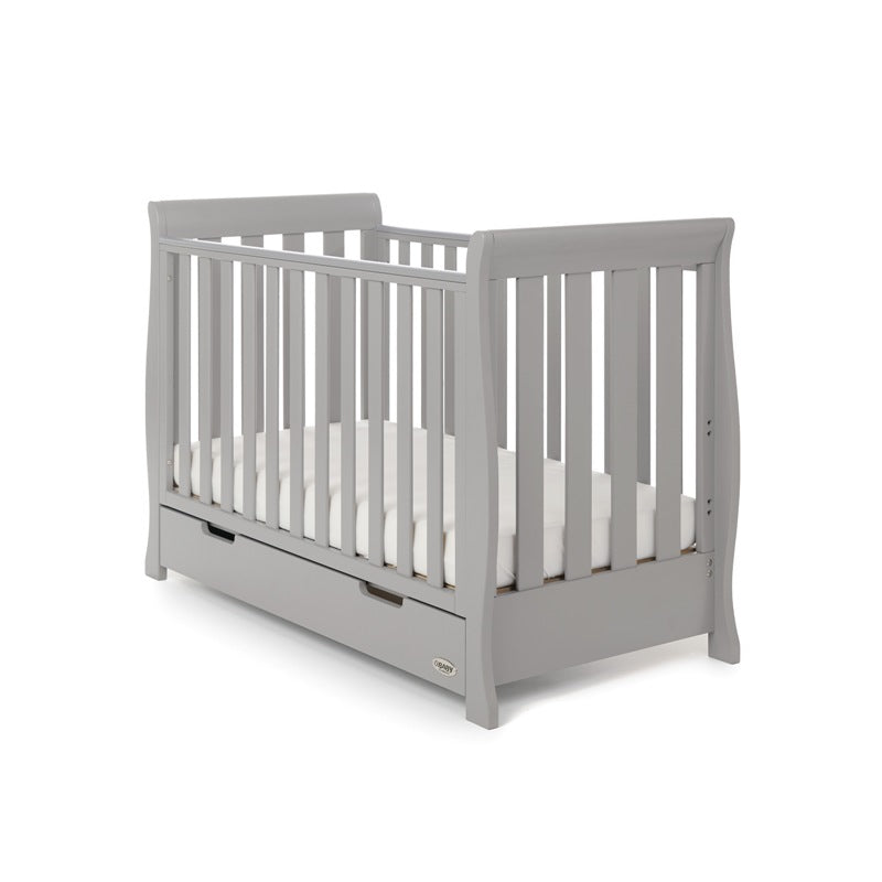 OBaby Stamford Mini Cot Bed with Drawer Warm Grey