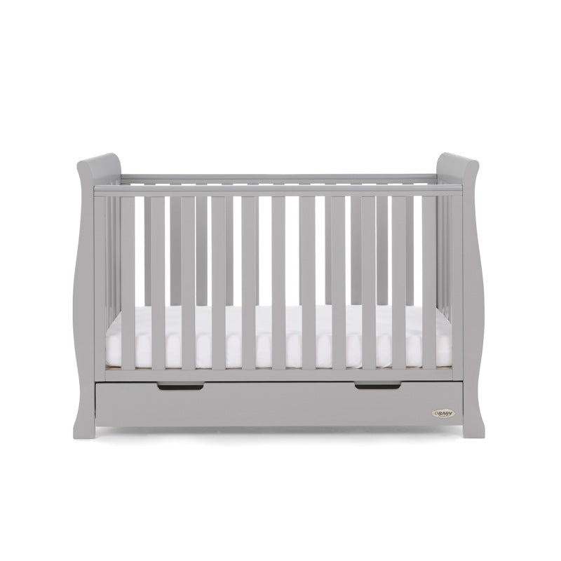 OBaby Stamford Mini Cot Bed with Drawer Warm Grey