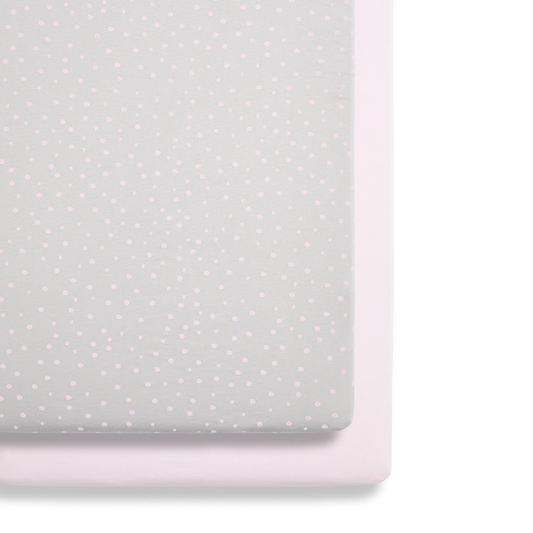 Snuz crib twin pack fitted sheets Pink Spot
