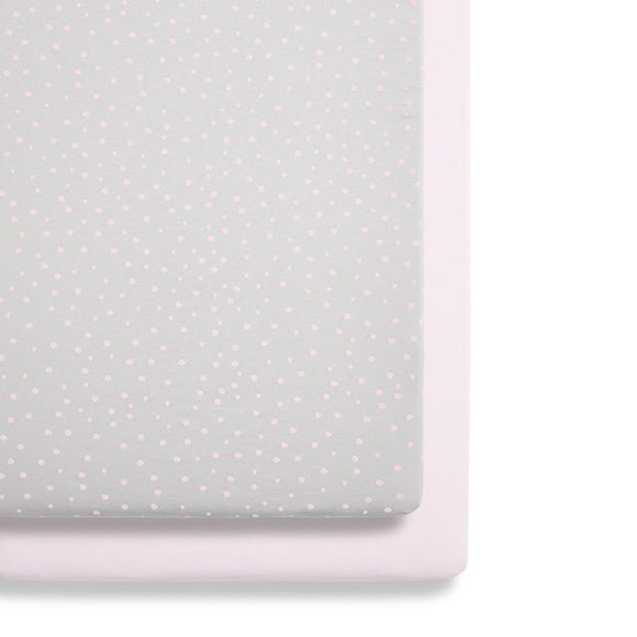 Snuz crib twin pack fitted sheets Pink Spot