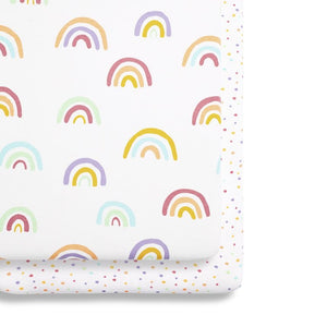 Snuz crib twin pack fitted sheets Multi Rainbow