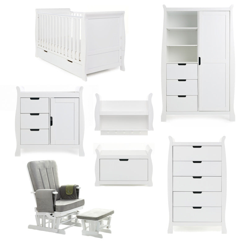 OBaby Stamford Classic Sleigh 8 piece room set white