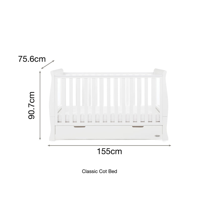 OBaby Stamford Classic Cot Bed with Drawer White