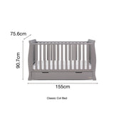 OBaby Stamford Classic Cot Bed with Drawer Taupe Grey