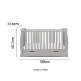 OBaby Stamford Classic Cot Bed with Drawer Warm Grey