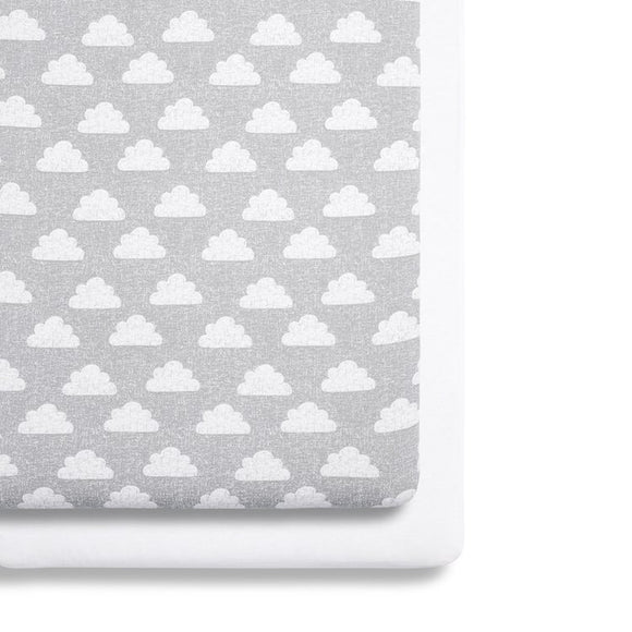 Snuz crib twin pack fitted sheets Cloud