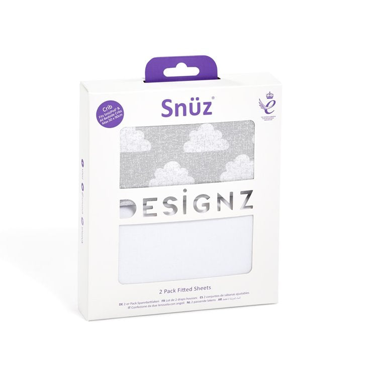 Snuz crib twin pack fitted sheets Cloud