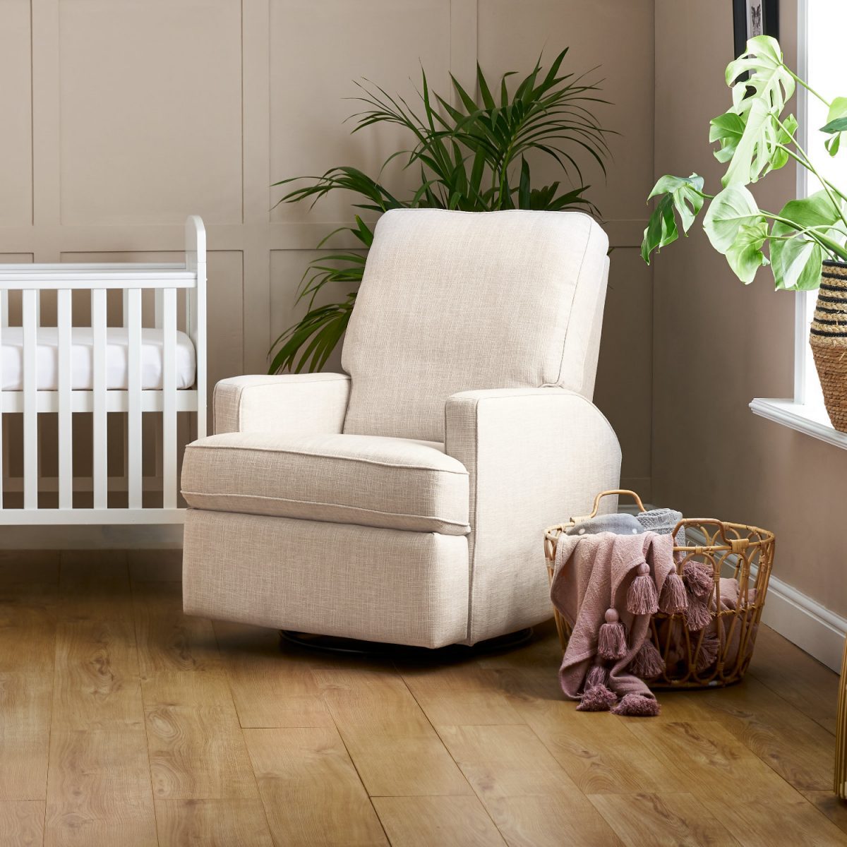 Madison Swivel Glider Recliner Nursing Chair Oatmeal