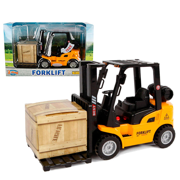 2-PLAY TRAFFIC DIE CAST FORKLIFT TRUCK WITH LIGHT AND SOUND 14cm