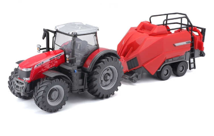 BURAGO 18-31667 MASSEY FERGUSSON 8740S TRACTOR WITH BALER LIFTER
