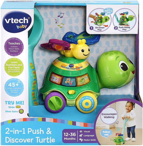 VTECH BABY 547603 2 IN 1 PUSH AND DISCOVER TURTLE