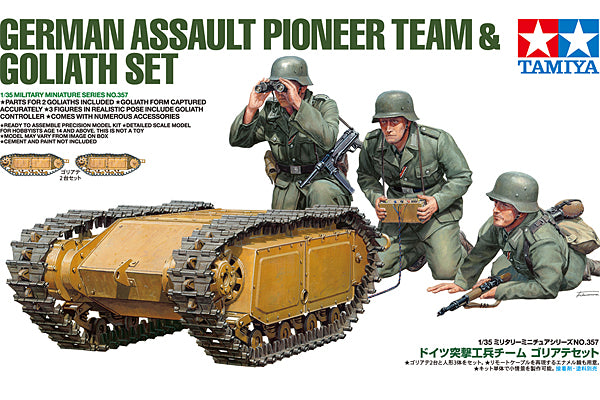 TAMIYA 35357 GERMAN ASSAULT PIONEER TEAM AND GOLIATH SET  1/35 SCALE