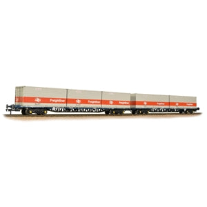BACHMANN 38-625 FGA FREIGHTLINER WAGONS X2 BR BLUE PRE-TOPS WITH ISO CONTAINERS