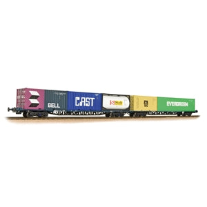 BACHMANN 38-627 FGA FREIGHTLINER WAGONS X2 BR BLUE WITH MARITIME CONTAINERS