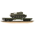 BACHMANN 38-726 WARFLAT BOGIE FLAT WAGON WD BRONZE GREEN WITH TANK