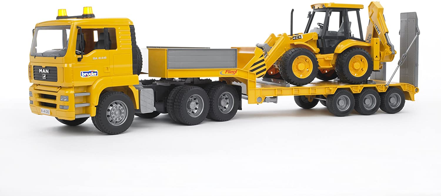 BRUDER 2776 Man TGA Flatbed Loader Lorry with JCB Backhoe Loader