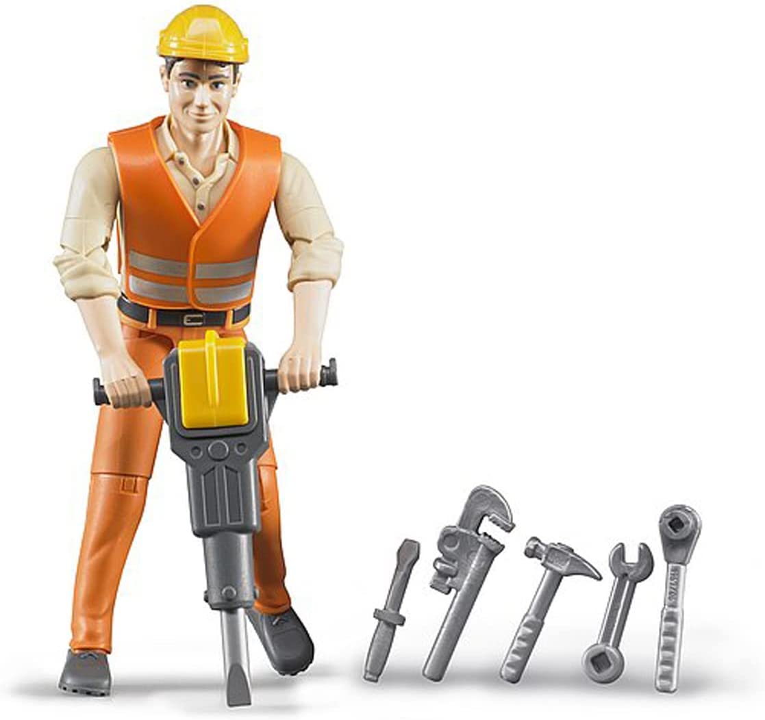 BRUDER 60020 CONSTRUCTION WORKER WITH ACCESSORIES