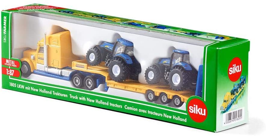 SIKU 1805 TRUCK WITH 2 NEW HOLLAND TRACTORS 1:87 SCALE