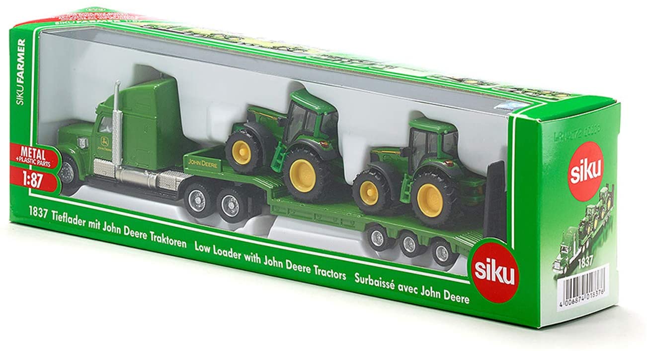 SIKU 1837 JOHN DEERE LOW LOADER WITH JOHN DEERE TRACTORS 1:87 SCALE