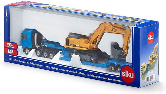 SIKU 1847 HEAVY HAULAGE TRANSPORTER WITH FLAT-BED TRAILER 1:87 SCALE