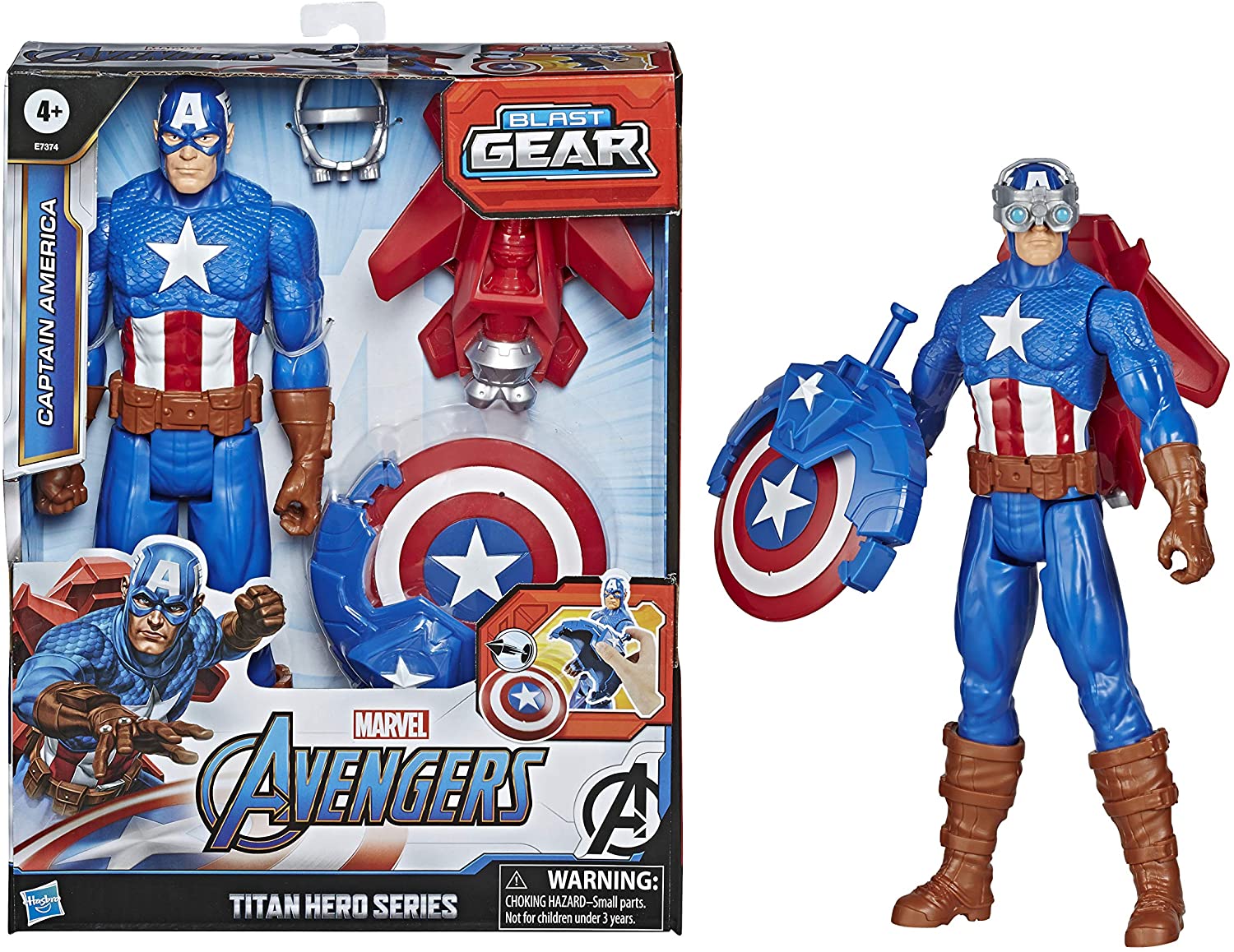 MARVEL E7374 CAPTAIN AMERICA TITAN HERO SERIES BLAST GEAR