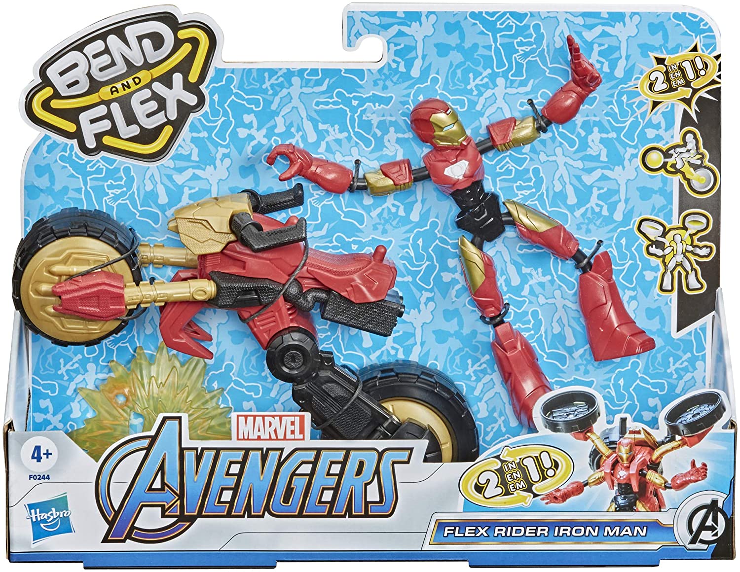 MARVEL F0244 AVENGERS BEND AND FLEX RIDER IRON MAN