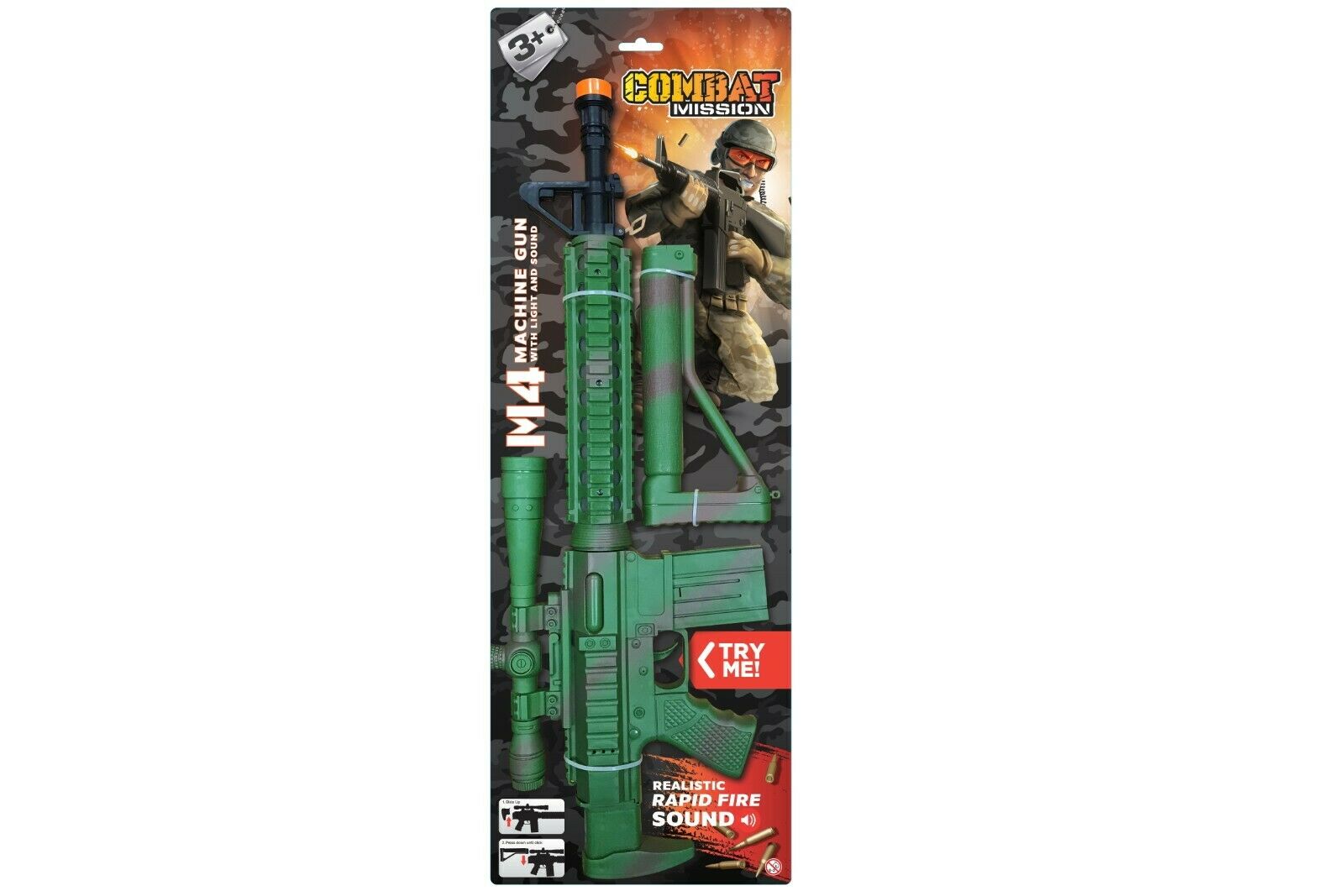 COMBAT MISSION TY5319 M4 MACHINE GUN WITH LIGHTS AND SOUNDS