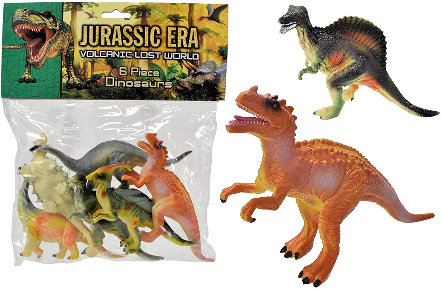 TOYMASTER TY3719 JURASSIC ERA 6 PIECE LARGE DINOSAURS IN BAG