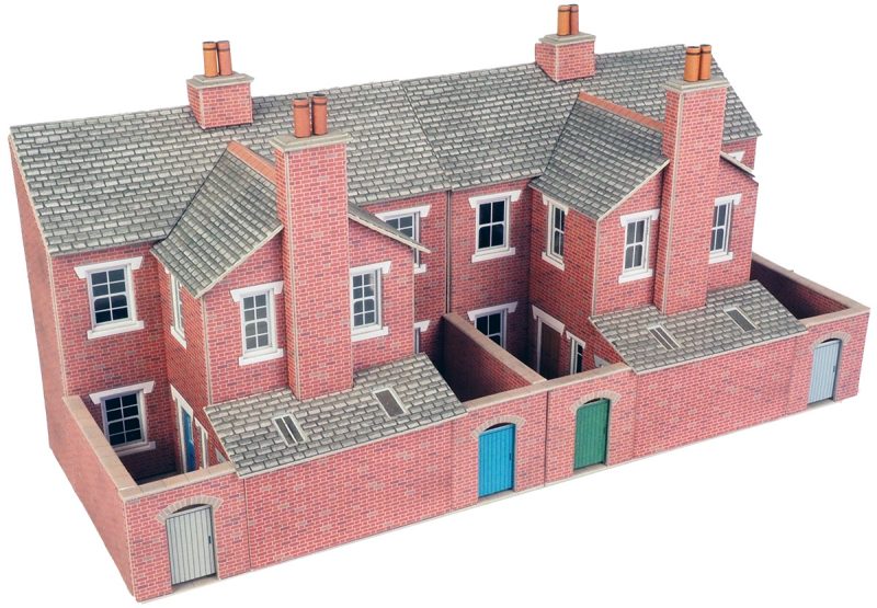 METCALFE PO276 00/H0 SCALE LOW RELIEF RED BRICK TERRACED HOUSE BACKS