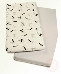 Snuz crib twin pack fitted sheets Geo Mono
