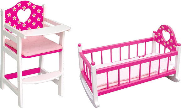 TOYMASTER FC921A DOLLS HIGH CHAIR AND CRADLE