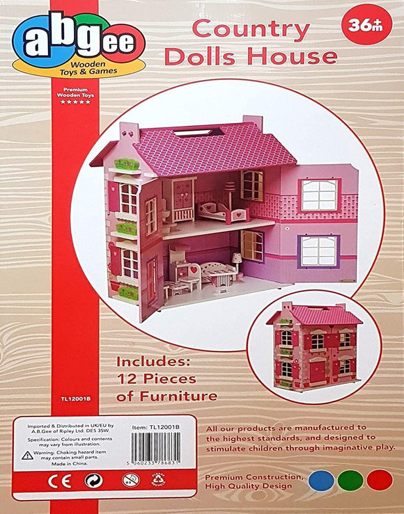 TOYMASTER TL12001B WOODEN COUNTRY DOLLS HOUSE