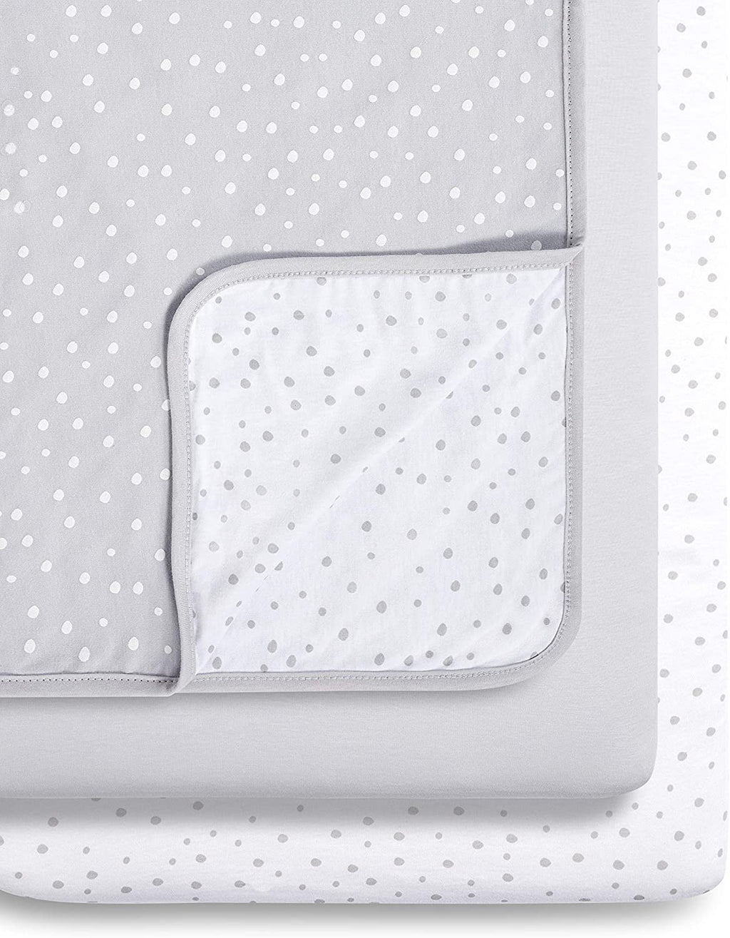 Snuz 3 Piece Grey Spot Bedding Set For SnuzPod Bedside Crib