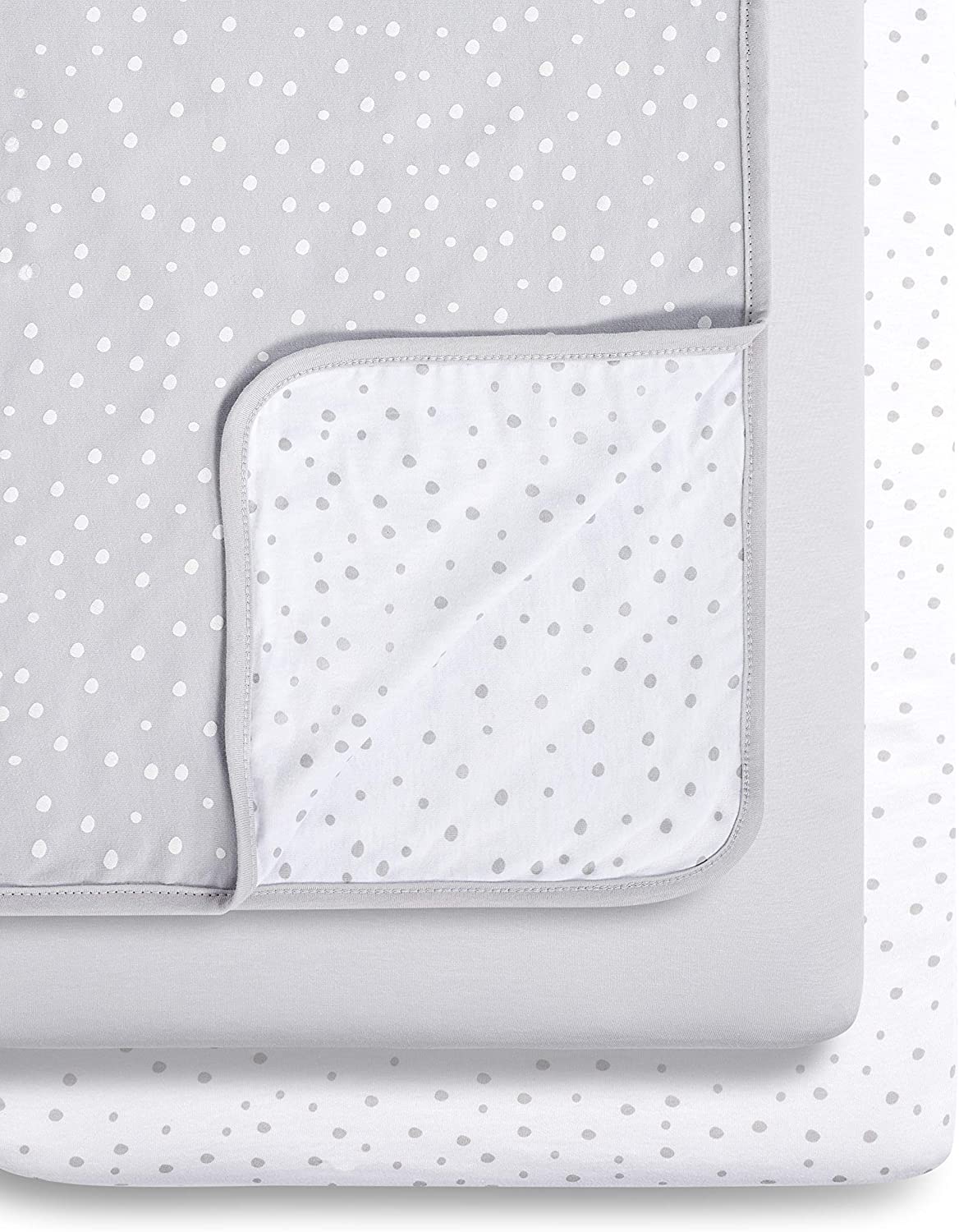 Snuz 3 Piece Grey Spot Bedding Set For SnuzPod Bedside Crib