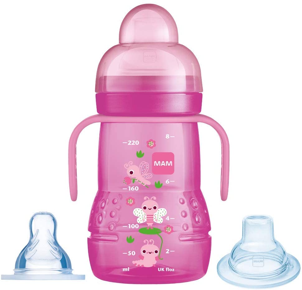 MAM Trainer 2in1 Cup 4m+ Spill Free Toddler Cup - Pink