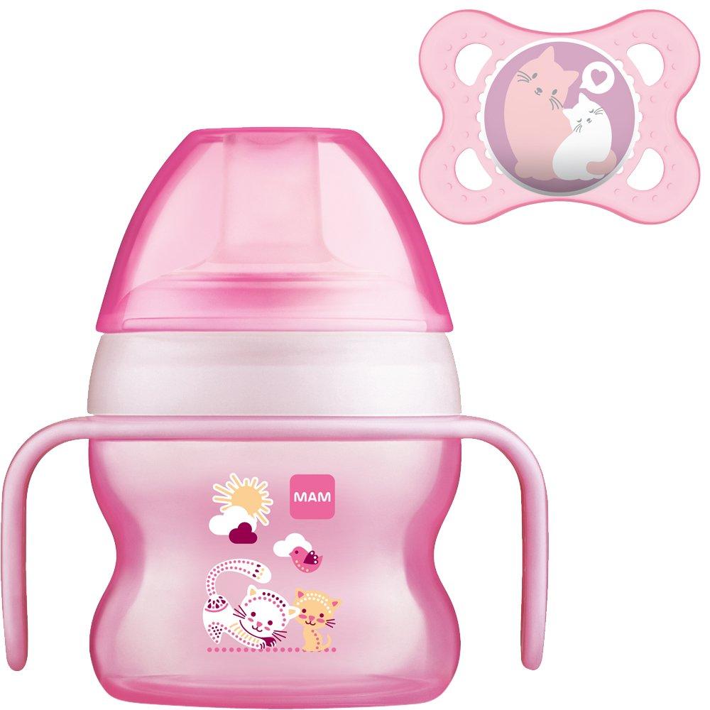 MAM Starter Cup 4m+ with Handles and Soother- Pink
