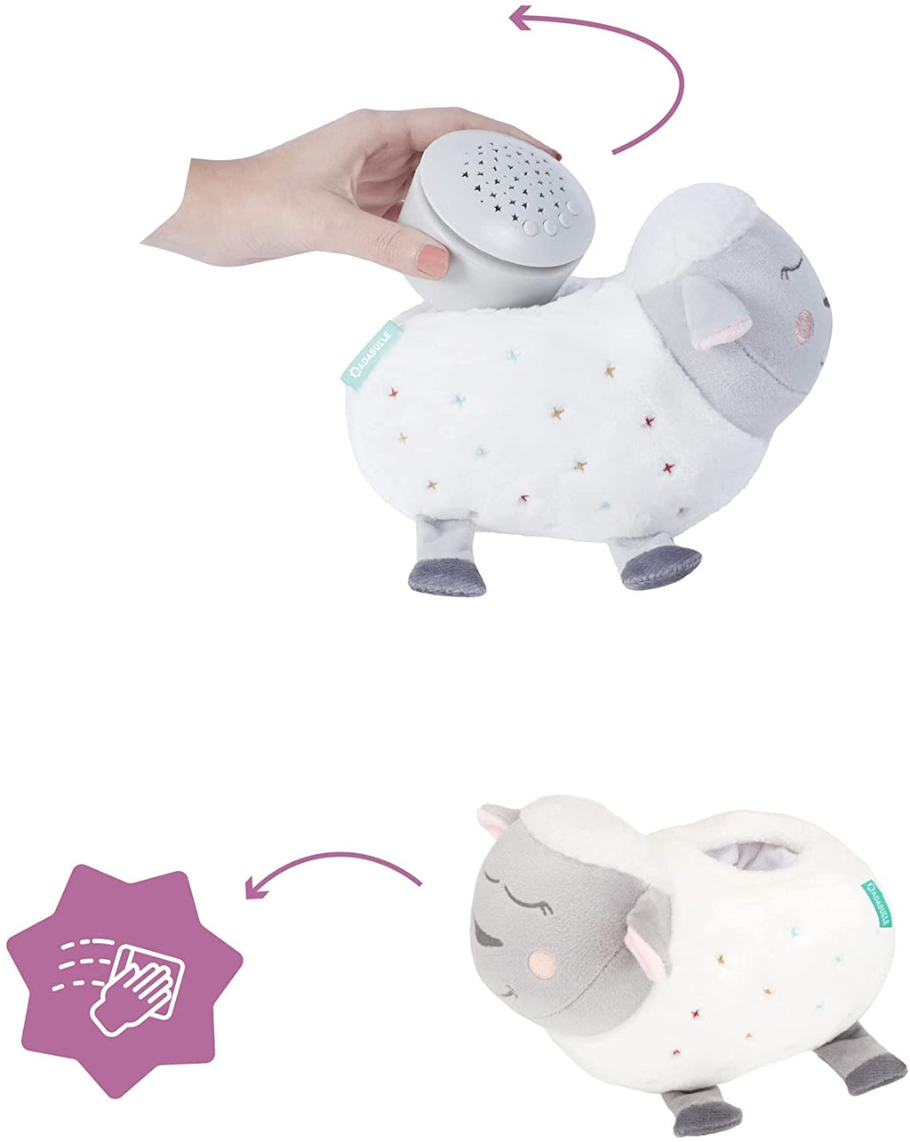 Badabulle Lulu the Lamb Musical Projection Night Light, Sensory baby light