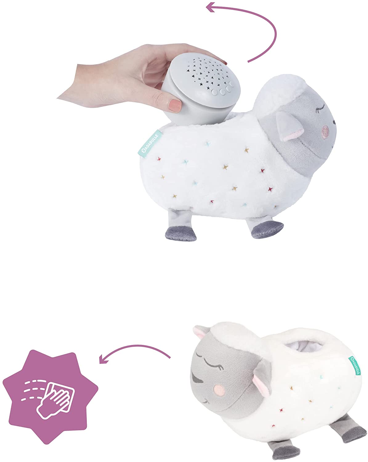 Badabulle Lulu the Lamb Musical Projection Night Light, Sensory baby light