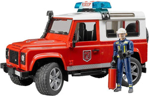 BRUDER 2596 LAND ROVER STATION WAGON FIRE VEHICLE WITH FIREMAN