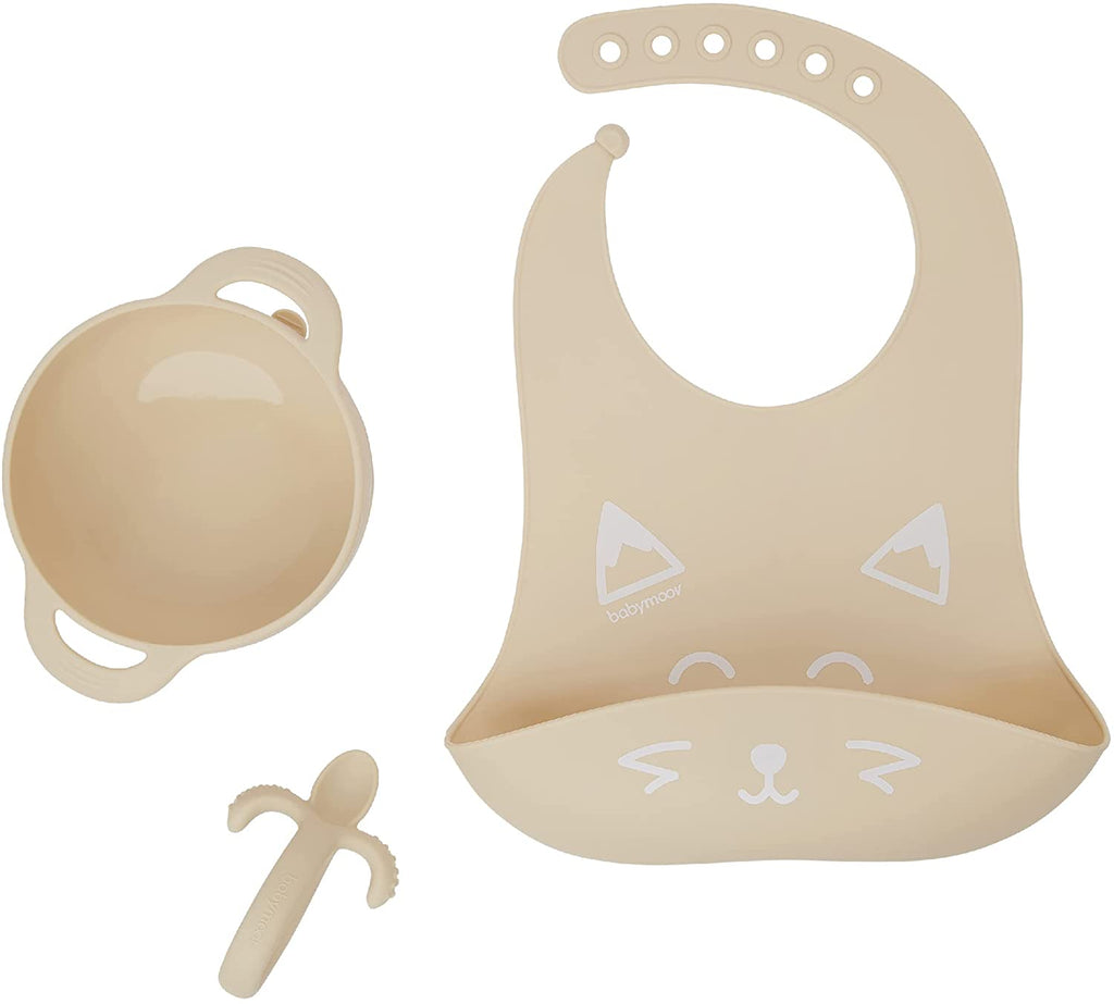 Babymoov FIRST'ISY Baby Feeding Set, Silicone weaning Set Cream