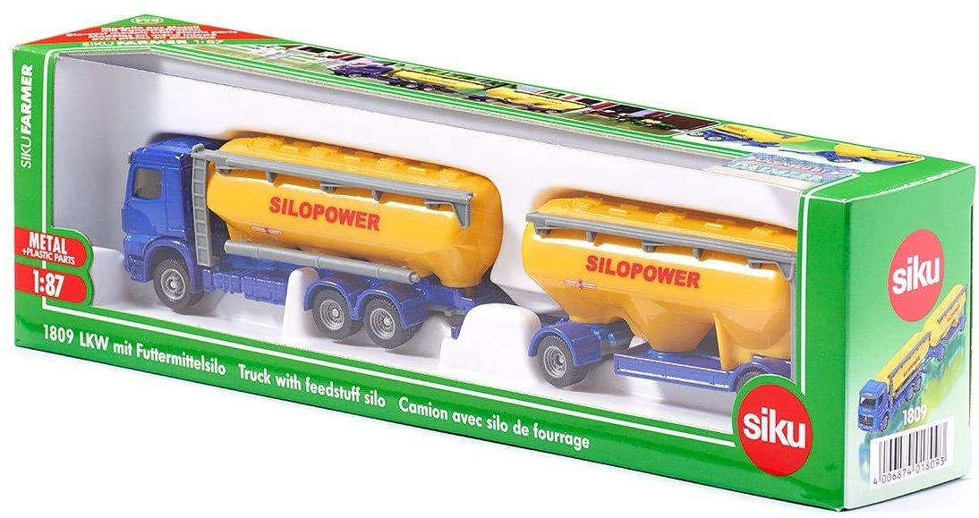 SIKU 1809 TRUCK WITH FEEDSTUFF SILO 1:87TH SCALE