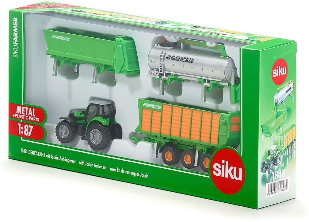 SIKU 1848 DEUTZ FAHR TRACTOR WITH JOSKIN TRAILER SET 1:87 SCALE