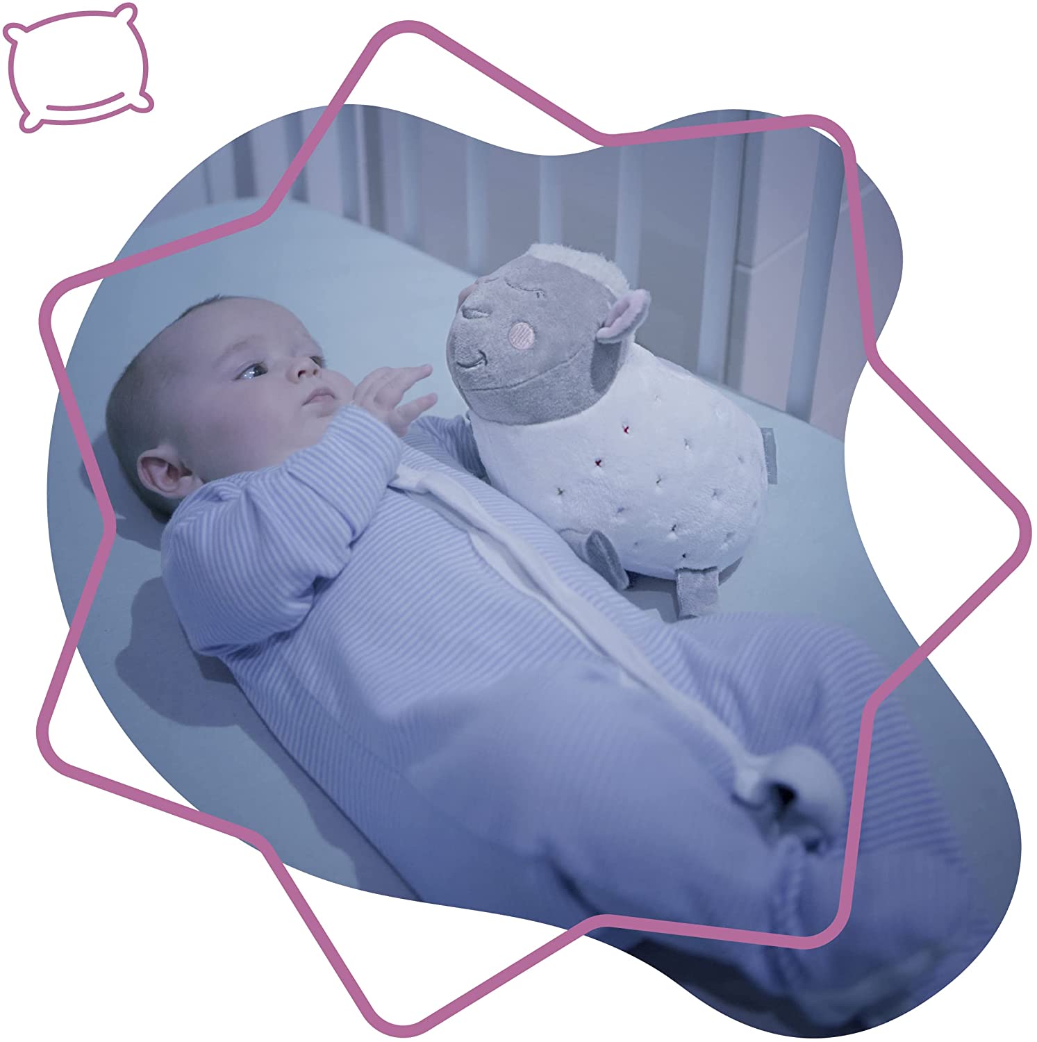 Badabulle Lulu the Lamb Musical Projection Night Light, Sensory baby light
