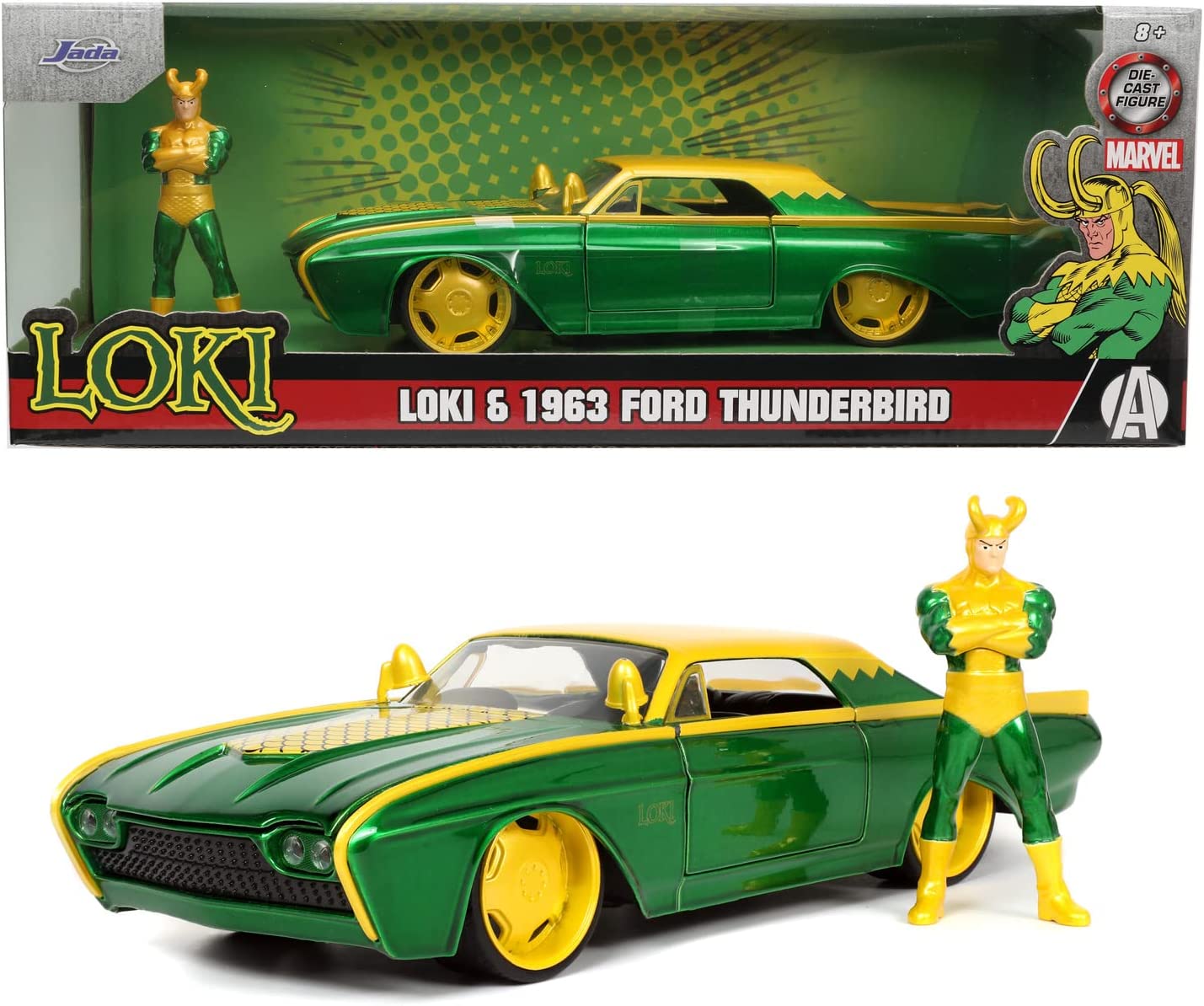 ** SALE ** JADA MARVEL LOKI 5026 LOKI & 1963 FORD THUNDERBIRD 1:24 SCALE